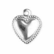 Roestvrij stalen (RVS) Stainless steel bedels hart Silver