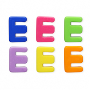 Letterkralen van acryl letter E Multicolour