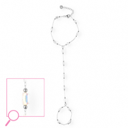 Roestvrij stalen (RVS) Stainless steel handkettingen Silver-crystal AB-white