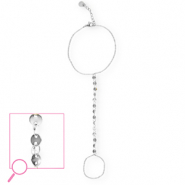 Roestvrij stalen (RVS) Stainless steel handkettingen coins Silver
