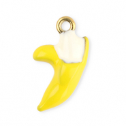 Roestvrij stalen (RVS) Stainless steel bedels banaan Yellow-white