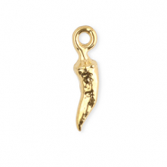 Roestvrij stalen (RVS) Stainless steel bedels chili peper Gold