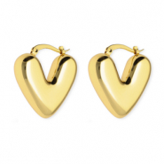 Roestvrij stalen (RVS) Stainless steel oorbellen / creolen hart Gold