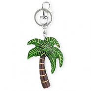Sleutelhangers van leer palmboom Dark brown-green-sand beige