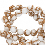 6 mm natuursteen kralen White-copper brown