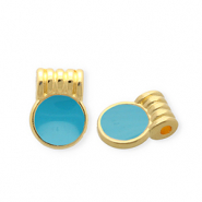 Bedels DQ&reg; metaal rond Goud-petrol blue (nikkelvrij)