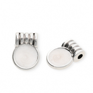 Bedels DQ&reg; metaal rond Antiek zilver-pearl white (nikkelvrij)