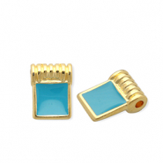 Bedels DQ&reg; metaal vierkant Goud-petrol blue (nikkelvrij)