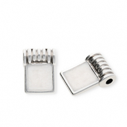 Bedels DQ&reg; metaal vierkant Antiek zilver-pearl white (nikkelvrij)