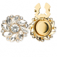 Brass TQ metaal button covers bloem Gold-crystal