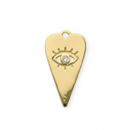 Brass TQ metaal bedel hart Alziend Oog strass Goud