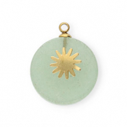 Roestvrij stalen (RVS) Stainless steel bedels sun Gold-green ash