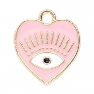 Bedels metaal hart Alziend oog Gold-light pink-white