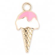 Bedels metaal ijslolly Gold-white-light pink