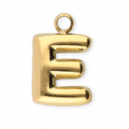 Roestvrij stalen (RVS) Stainless steel bedels letter E Gold