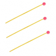 BY31&reg; Roestvrij stalen (RVS) Stainless steel onderdelen nietstiften met bolletje 35mm Gold-magenta pink