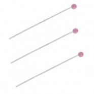 BY31&reg; Roestvrij stalen (RVS) Stainless steel onderdelen nietstiften met bolletje 35mm Silver-lavender purple