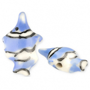 Kralen keramiek clownvis Blue-off white-black