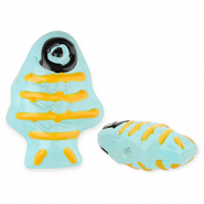 Handgemaakte glaskralen vis Light blue-yellow-black