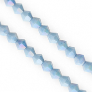 Top Facet kralen bicone 6mm Blue-AB coating
