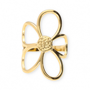 Roestvrij stalen (RVS) Stainless steel ringen bloem Gold