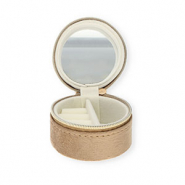 Sieraden reisdoosje met spiegeltje rond Brown