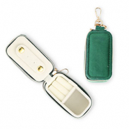 Sieraden reisdoosje met sleutelhanger rechthoek Emerald green