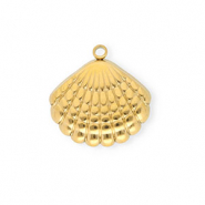 Roestvrij stalen (RVS) Stainless steel bedels schelp Gold