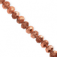 Top Facet kralen 8x6mm disc Rose gold-pearl shine coating