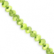 Top Facet kralen 8x6mm disc Green-pearl shine coating