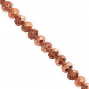 Top Facet kralen 6x5mm disc Rose gold-pearl shine coating