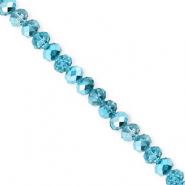 Top Facet kralen 4x3mm disc Teal blue-pearl shine coating