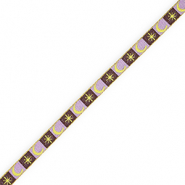 BY31&reg; Lint met tekst maan en ster Dark brown-lavender purple-lime yellow-gold