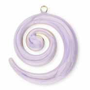 Roestvrij stalen (RVS) Stainless steel bedels spiraal Gold-lilac marble