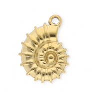 Roestvrij stalen (RVS) Stainless steel bedels rond met zeester Gold