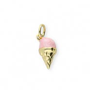 Brass TQ metaal bedels ijsje Gold-light pink