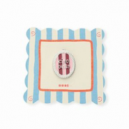 BY31&reg; Eco-brass metaal bedels met enamel ovaal Ciao bella"" Silver-light pink-red