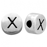 DQ metalen letterkraal X Antiek zilver (nikkelvrij)