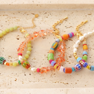 Inspiratiesets Tips voor boho armbanden met millefiori kralen met streepjes