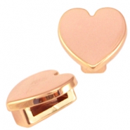 DQ metaal Cuoio slider hart Ros&eacute; goud