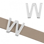 DQ metaal letter schuiver "W" &Oslash;10.3x2.3mm Antiek zilver (nikkelvrij)