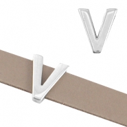 DQ metaal letter schuiver "V" &Oslash;10.3x2.3mm Antiek zilver (nikkelvrij)