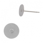 Roestvrij stalen (RVS) Stainless steel oorbellen/ oorstekers voor 12mm cabochon Zilver 
