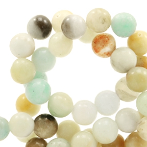 Natuursteen kralen chalcedoon (kwarts) 6mm Multicolour soft turquoise-brown