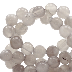 Natuursteen kralen chalcedoon (agaat) 6mm Worldly grey opal