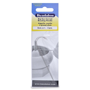 Beadalon flexibele rijgnaald curved 9cm groot oog Zilver