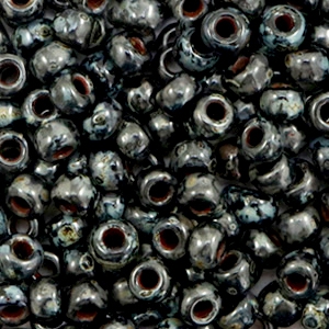 Miyuki rocailles 6/0 Opaque picasso black 6-4511
