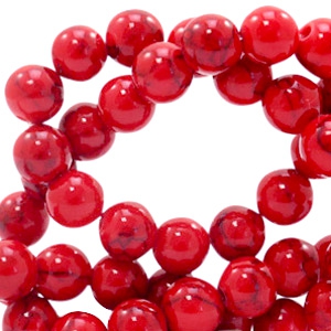 Natuursteen kralen calciet met marble look 8mm Ruby red