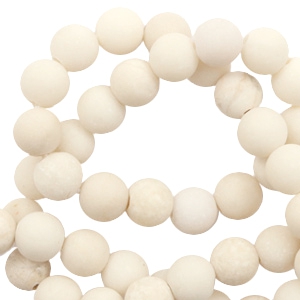 Natuursteen kralen marmer 8mm mat Off white