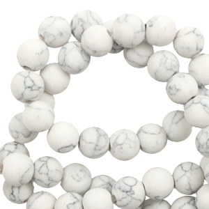8 mm natuursteen kralen mat met marble look White
